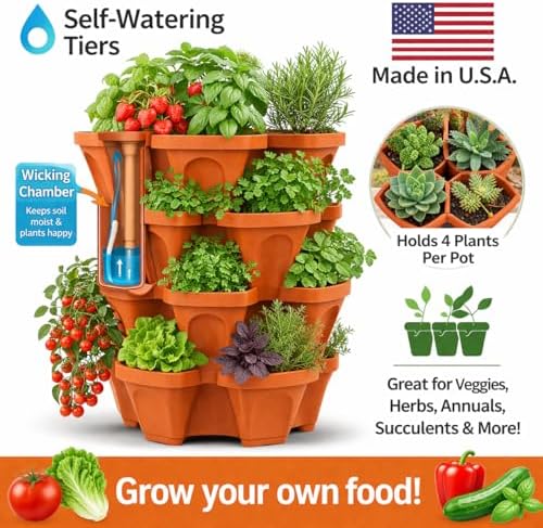 Vertical Garden Planter 4 Tier Stackable System 16 Plants, Space Saving Herb - Image 3