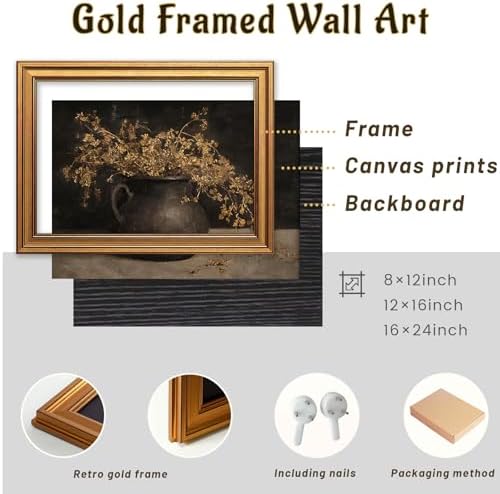 Vintage Gold Framed Dark Academia Wall Art, 8x10 Inch - Image 2