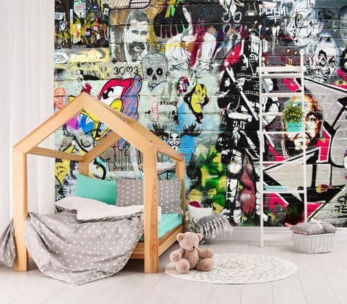 XMPMBM-Graffiti Art backsplash Large Decorative Wallpaper Bedroom Bathroom by Moredurableandtear-resistantthantraditionalwallpaperwithexcellentadhesion