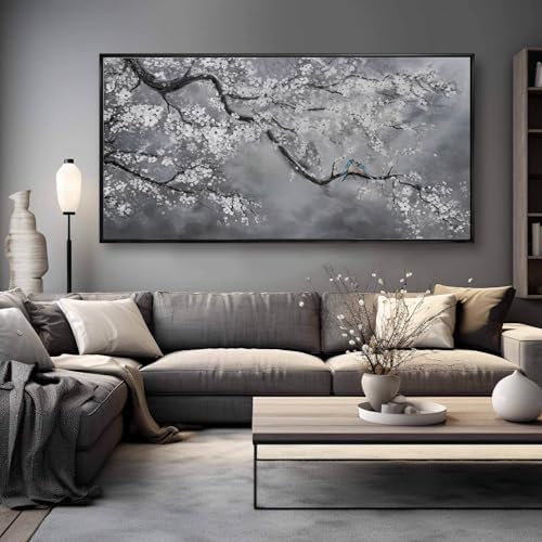Plum Blossom Wall Art Framed Wall Art Decor Canvas Birds Wall Decorations - Image 6