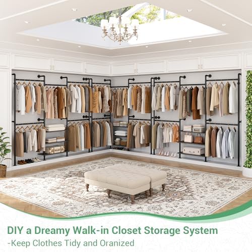Aheaplus Expandable Industrial Pipe Clothing Rack, 7.3-10.9Ft Closet System - Image 6