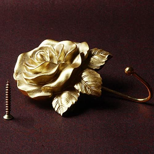 3 Pcs Gold Rose Decorative Wall Hooks, Resin Flower Towel & Key Hooks - Image 7