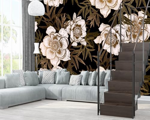 XMPMBM-Peony Floral Fabric Wallpaper Living Room Bedroom Bathroom wall Mural-W - Image 3
