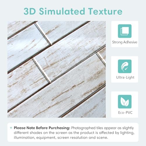Commomy 3D Faux Wood Peel and Stick Wall Tiles 10 Pcs 11.8" x 11.8" - Image 4
