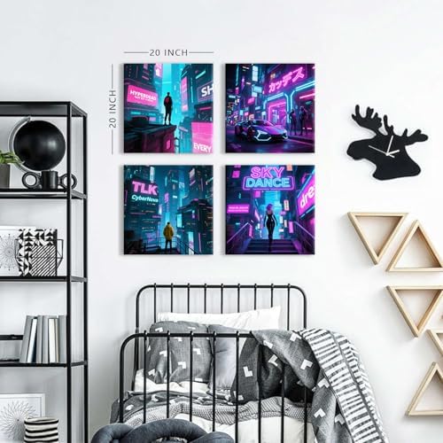 Gamer Canvas Wall Art Anime Pictures Wall Decor Futuristic Cyberpunk Room Decor - Image 5