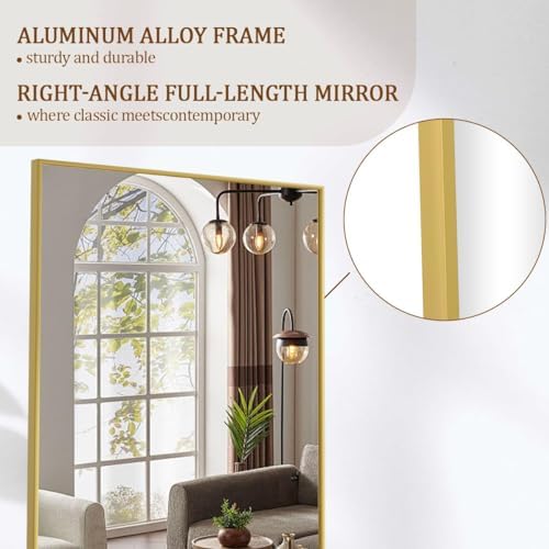 Koonmi 64"x24" Floor Mirror Full Length, Large Gold Mirror - Image 3