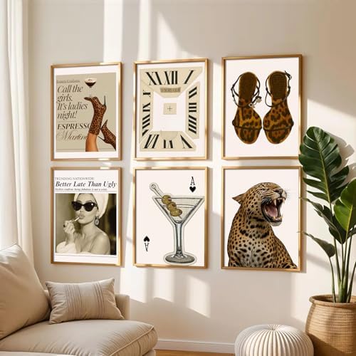 Mynotix Vintage Leopard Poster Set of 6, Trendy Cheetah Y2K Wall Art, Fashion - Image 3