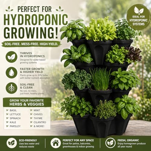 Vertical Garden Planter 4 Tier Stackable System 16 Plants, Space Saving Herb - Image 2