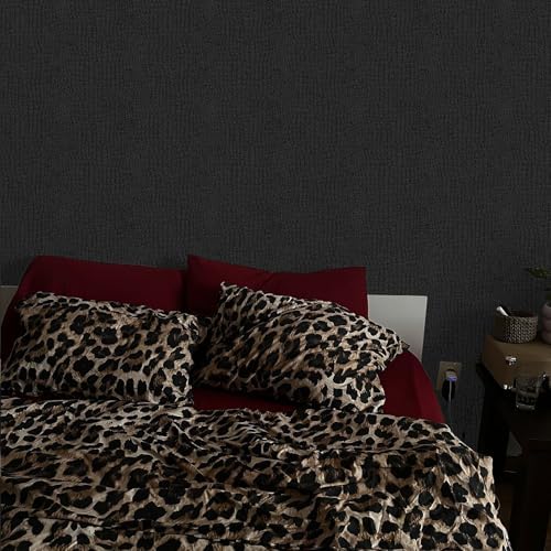 Fititem 11.8”×118” Black Peel and Stick Wallpaper Crocodile Texture Modern - Image 3
