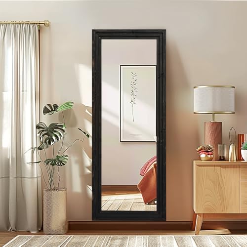 58x22in Full Length Mirror, 3-Tier Stepped Solid Wood Frame - Image 6