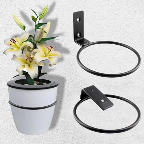 Jiozermi 2 Pack 5 inch Flower Pot Holder Ring, Metal Black - Image 6