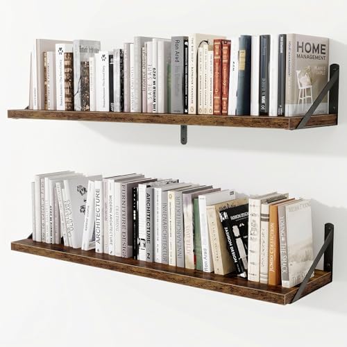 Deep Wall Shelves 40"W x 8"D Engineered Wood Floating Shelves by Venusmiles
