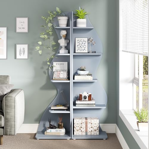 Tribesigns Corner Shelf, Modern 5-Tier Wall Corner Bookshelf, Stylish Corner - Image 2