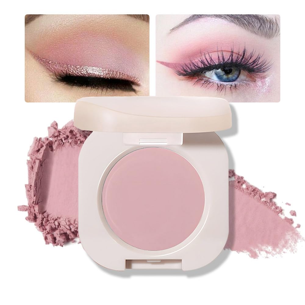 Monochrome Matte Eyeshadow Singles, Pink Eyeshadow Makeup, Neutral Matte Pressed Powder Single Vegan Eye Shadow, Highly Pigmented Natural Eyeshadow Palette Long Lasting Naturing-Looking Pink 02#