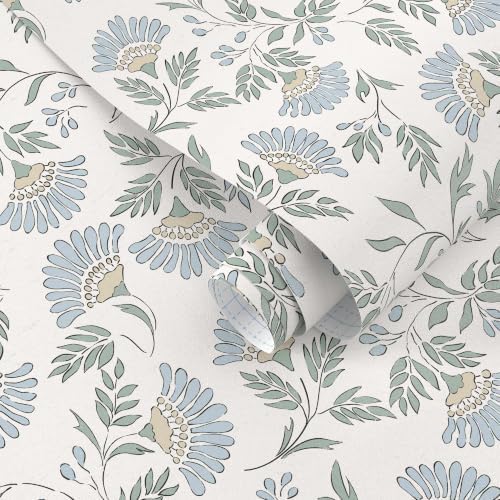 Floral Peel and Stick Wallpaper Blue Contact Paper Morden Cottage 197×17.3" | by DIYYOURMOON
