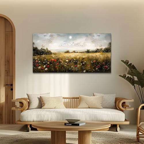 Wapluam Wall Decor For Living Room Canvas Wall Art For Bedroom Wildflower Field - Image 2