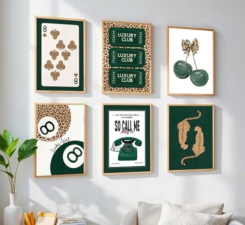HHB 6Pcs Trendy Green Leopard Canvas Wall Art Unframed 8x10in - Image 7