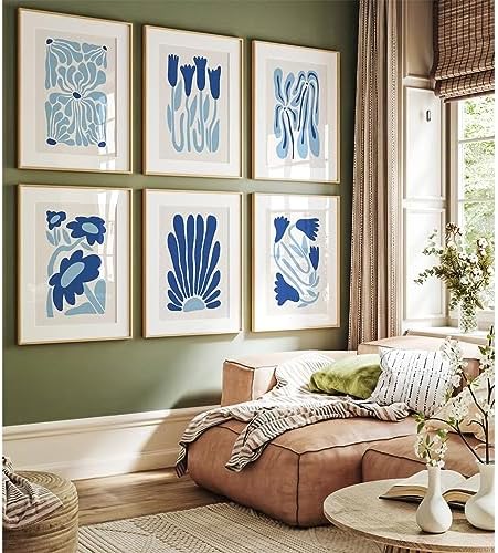 Youillne Matisse Flower Wall Art Prints Blue Abstract Wall Decor Aesthetic - Image 4