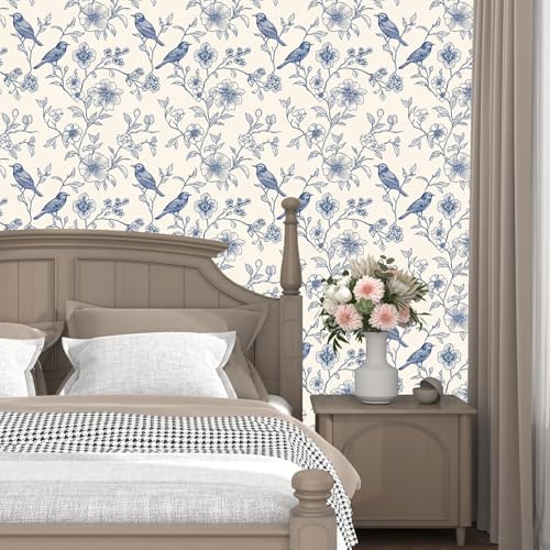 Laatse Floral Bird Vintage Wallpaper Peel and Stick 17.5" x 118" - Image 3