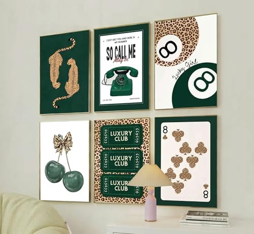 HHB 6Pcs Trendy Green Leopard Canvas Wall Art Unframed 8x10in - Image 4