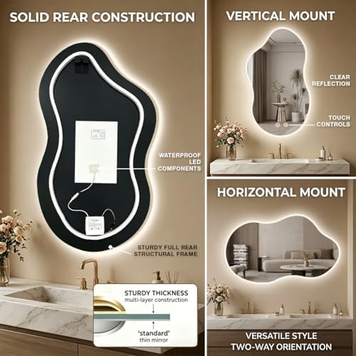 Irregular Wall Mirror for Bathroom 24X40 Inch Asymmetrical Mirror - Image 6