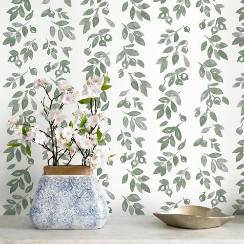 Ismoon Green Wallpaper Peel and Stick Vintage Wallpaper 17.3in x 28.21ft Green by Ismoon