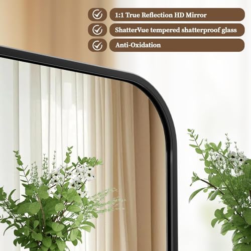 BEAUTYPEAK 16" x 24" Rectangular Wall Mounted Bathroom Mirror - Image 3