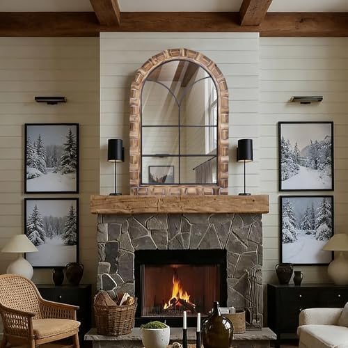 36x24 Inch Arched Window Pane Wall Mirror - Image 6
