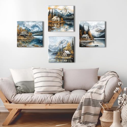 Fall Mountain Wall Art Nature Forest Pictures Lake Wall Decor Autumn Lakeside - Image 4