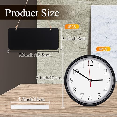 4 Pack Silent World Clock with Chalkboard Multi Time Zone, 8 Inch - Image 2