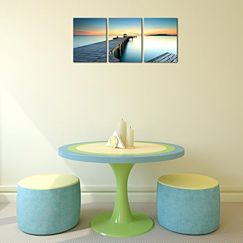 Wieco Art 3 Piece Seascape Canvas Prints Wall Art Sunset Ocean Beach Pictures - Image 3