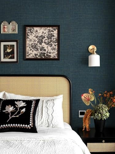 Dimoon 393” x 17.3” Blue Contact Paper Grasscloth Peel and Stick Wallpaper - Image 2