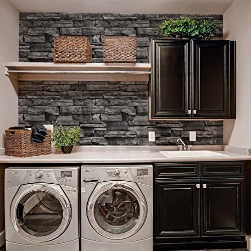 Jeweluck Grey Brick Wallpaper Stone Peel and Stick Wallpaper 17.7”×236.2” - Image 6