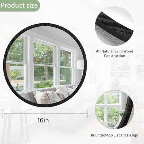 JJUUYOU Circle Wall Mirror 16 Inch Round Wall Mirror - Image 2