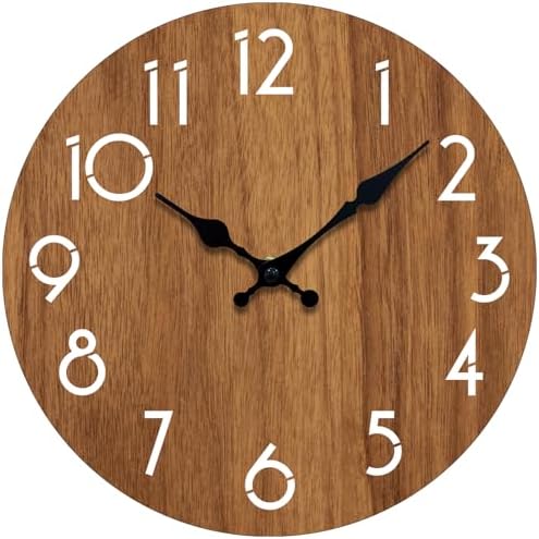 8 Inch Small Wall Clock, Silent Vintage Wood Grain Wall Clocks by wallclock