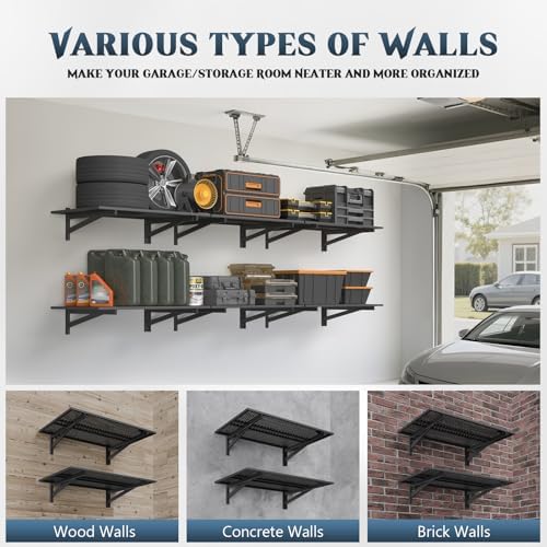 Jusgym 2 Pack Garage Shelving Wall Mounted, 700LBS Integrated Grid - Image 5