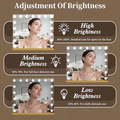Vanity Mirror with Lights 23.6''x20.5'' Makeup Mirror with Lights Lighted Up - Image 3