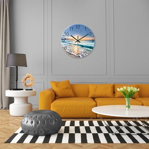 Blue Beach Wall Clock for Kitchen 14 Inch - Image 2