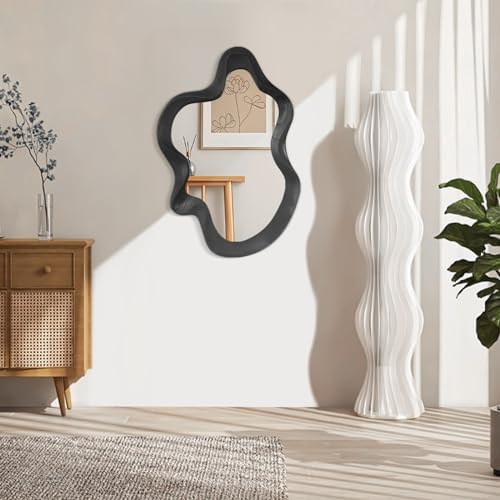 Asymmetrical Mirror for Wall Decor Large Modern Wavy Wooden Framed Wall Mirror - Image 2