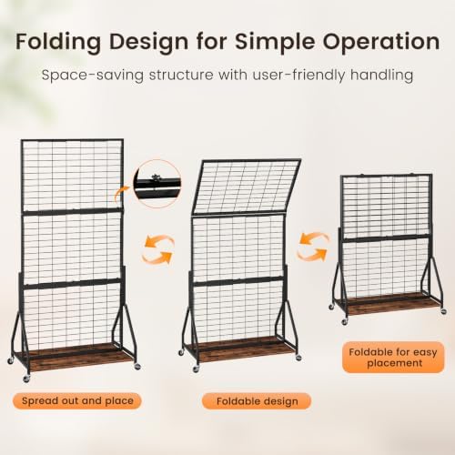 ELYKEN Foldable Grid Wall Panels, 6 x 3 FT Movable Gridwall Display Rack - Image 5