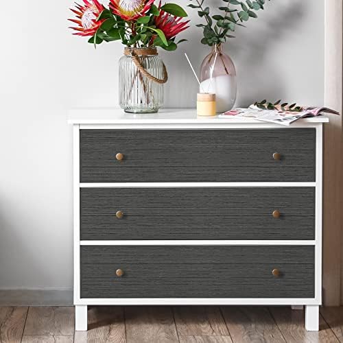 CHIHUT Extra Wide 30”x236” Dark Grey Grasscloth Peel and Stick Wallpaper Linen - Image 4