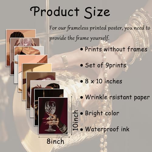 XIANGRUI Black Girl Posters Wall Art Set of 9, African American Woman black art - Image 3