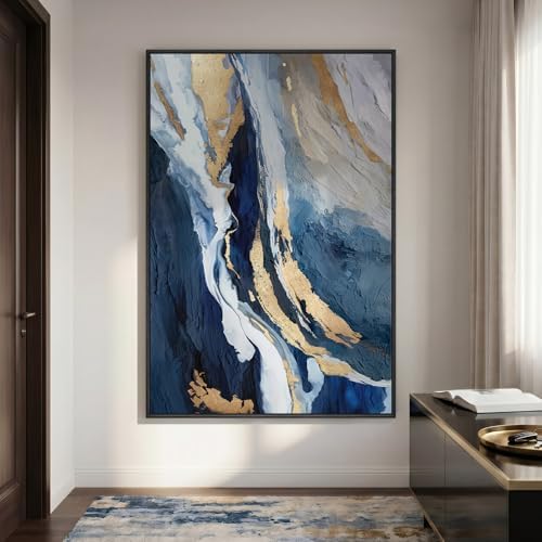 Extra Large Framed Navy Blue Abstract Wall Art by Cuspin