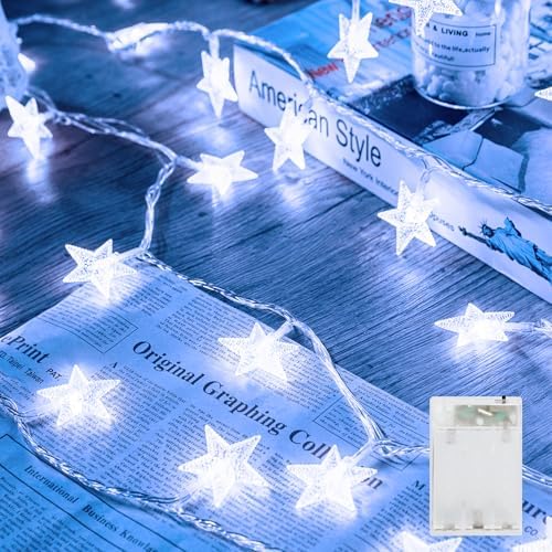 Minetom Star String Lights Battery Operated - 17 ft 50 LED Star Fairy String by Minetom