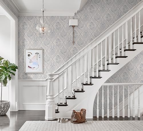 Kitico Peel and Stick Wallpaper Vintage Boho Wallpaper Blue and Beige Contact - Image 6