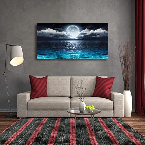 Wall Art Moon Sea Ocean Landscape Picture Canvas Wall Art Print Paintings - Image 5