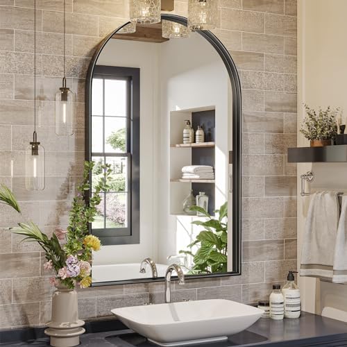 Brightify Arched Mirror, 24 x 40 Inch Black Arch Mirror by Brightify