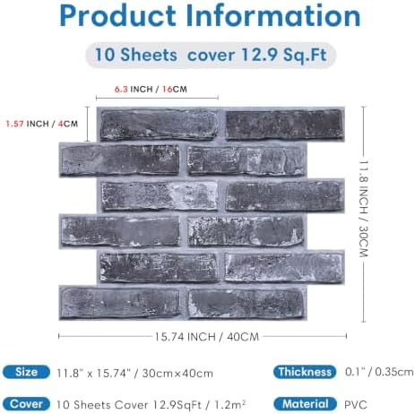 COMSTICKC 3D Faux Brick Wall Panels Peel and Stick - Image 6
