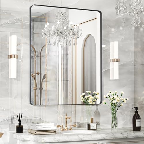 40×30 Black Bathroom Mirror, Rectangular Bathroom Vanity Mirror by FunMemories