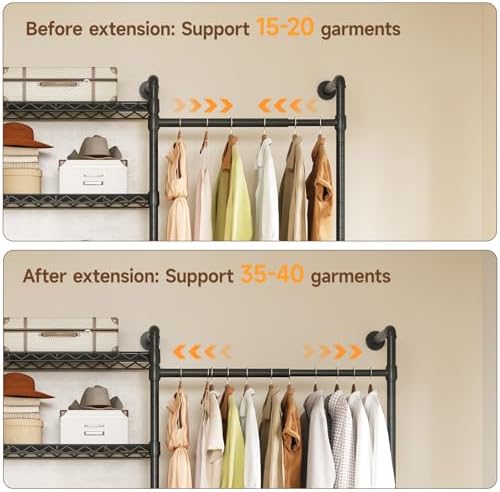 ONBRILL L7 Wall Mounted Industrial Pipe Clothing Rack, Corner Closet System - Image 4